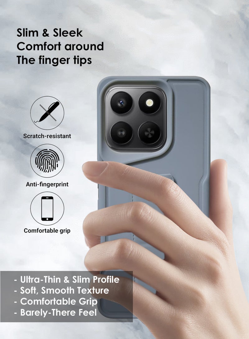 Honor X7d Hand Grip Case Cover - Magnetic Hand Grip Holder & Kickstand Case For Honor X7d - Strong Grip for Magnetic Car Holder, Stylish Silicone Case & Functional, Ultimate Convenience & Hands-Free Viewing - Grey - Image 5